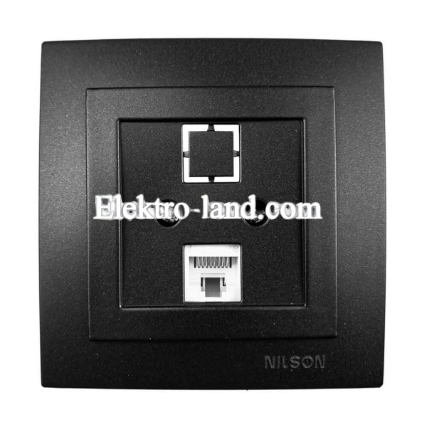 Розетка Nilson Touran черная мат компьютерная 2-я CAT5e RJ45 ( 24381044 )
